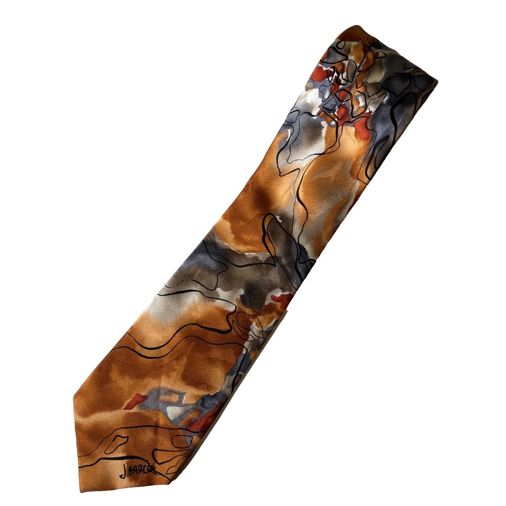 J. Garcia Watercolor Collection Artist Proof #5 Thistle Ghost 100% Silk Tie 3.5"
